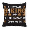 Black peach skin pillow cover with hiking and photography design for outdoor lovers - Hiking And Photography Outdoor Style (17)