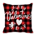 Rood en zwart geblokte Valentijnsdag kussensloop met Cupido- en hartopdruk - 45x45cm / Rood Zwart Geblokte Cupido Hart Stijl (14)