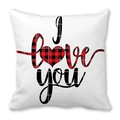 Housse de coussin blanche carrée avec lettrage I love you à carreaux pour la Saint-Valentin - Design de Remplissage à Carreaux I love you (25)