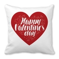 Housse de coussin carrée blanche avec grand cœur rouge et texte Saint-Valentin - Style Bénédiction Cœur Rouge Happy Valentine's Day (9)