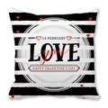 Valentine's Day pillow case with black white stripes and red hearts festive design - Holiday Date Circle Decor (Style 8)