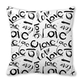 Square pillowcase featuring artistic handwritten Love typography in black and white - Full Love Black And White (10)
