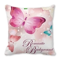 Pink peach skin pillowcase with romantic butterfly print and heart patterns - 45x45cm / Pink Purple Romantic Butterfly Style (2)