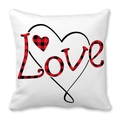 Housse de coussin blanche avec motif LOVE en carreaux buffalo rouges et noirs - Design Lettres LOVE Cœur à Carreaux (26)