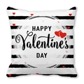 Striped Valentine's Day pillowcase with red heart and Happy Valentine's Day text - Stripe Red Heart Blessing (Style 9)