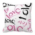 Peach skin pillowcase featuring pink and black love letter print on white background - Pink Black Love Letters (11)
