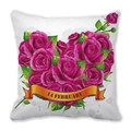 Fodera per cuscino San Valentino con cuore di rose viola e nastro 14 Febbraio - Stile Cuore di Rose Viola e Nastro Dorato (2) / 45x45cm