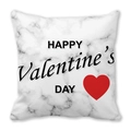 Housse de coussin marbre blanc avec texte Happy Valentine's Day et motif de cœur rouge - Style Anglais de Fête Texture Marbre (14)