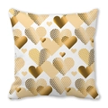 Peach skin pillow cover featuring golden and beige geometric heart patterns on white - 45x45cm / Gold Geometric Heart Style (3)