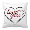 Housse de coussin carrée avec texte love you en Buffalo Plaid et graphique cœur - love you Mot Artistique avec Cœur au Trait (27)