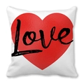 Housse de coussin carrée en peau de pêche avec grand cœur rouge et motif Love noir - Style Handwritten Love Cœur Rouge (11)
