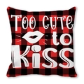 Rood en zwart geblokte kussensloop met 'TOO CUTE TO KISS' grafische bedrukking - 45x45cm / Rood Zwart Geblokte Too Cute To Kiss Stijl (16)