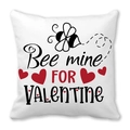 Fodera per cuscino bianca di San Valentino con api, cuori rossi e scritta Bee Mine - Bee mine FOR VALENTINE (19)