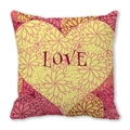 Square peach skin pillowcase with red heart motif and LOVE text for Valentine decor - Dense Floral Pattern Heart Area Style (9)