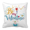 White square Valentine pillowcase with Be My Valentine print and floral heart illustrations - 18x18 Inch / Valentine's Day Theme Illustration (5)