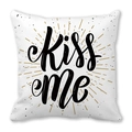 Peach skin pillowcase featuring black Kiss Me text and golden ray decorations - Kiss Me Gold Radiance (16)