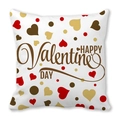 Weißer Valentinstag Herz-Kissenbezug mit Happy Valentine's Day Aufdruck - Stil 23 (Weißer Hintergrund Rot Braun Gold Pünktchen HAPPY Valentine's DAY)