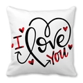 Housse de coussin blanche avec imprimé I LOVE YOU en carreaux pour la Saint-Valentin - Design Patchwork à Carreaux I LOVE YOU (29)