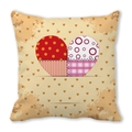 Square peach skin pillowcase with multi-patterned patchwork heart on a warm beige base - Patchwork Color Block Vintage Heart Style (10)