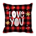 Buffalo check plaid cushion cover featuring LOVE YOU text for Valentines Day home decoration - 45cmx45cm / Love You Heart O In Check(27)