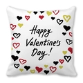 White peach skin pillowcase with Happy Valentine's Day text and colorful hearts - 18x18 Inch / Red Black Gold Heart Blessing (6)