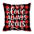 Red and black buffalo plaid LOVE ALWAYS WINS peach skin pillowcase for home decor - 45cmx45cm / Love Always Wins(30)