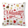 Quadratischer Kissenbezug mit Herzmustern und Happy Valentine's Day Schriftzug - Stil 24 (Weißer Hintergrund Rot Gold Braun Punkt Herz Happy Valentine's DAY)