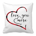 Housse de coussin peau de pêche avec cœur à carreaux et texte 'love you more' - Contour de Cœur à Carreaux love you more (30)