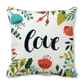 Federa quadrata per cuscino con scritta LOVE e stampa floreale botanica - Fiori Botanici Freschi e Scritta Love Nera (5) / 45x45cm