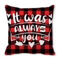 Rood en zwart geblokte kussensloop met It Was Always You print voor Valentijnsdag - 45x45cm / Rood Zwart Geblokte It was Always You Stijl (18)