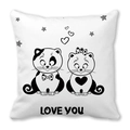 White peach skin pillowcase with cute cartoon cats and LOVE YOU graphic print - Cats Stars and Heart (9)