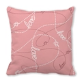 Pink peach skin pillowcase with white heart outlines and love text for Valentines - Light Pink Dashed Heart (15)