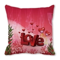 Federa rossa con scritta Love, motivo corallo e bolle a forma di cuore in pelle di pesca - Corallo Sottomarino Rosso e Love 3D Stereo (6) / 45x45cm