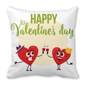 White Valentine's pillowcase with Happy Day text and cute red heart characters - 45x45cm / Heart Top Hat Toast Style (7)