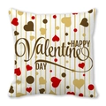 Quadratischer Kissenbezug mit goldenen Streifen und Happy Valentine's Day Herz-Motiv - Stil 25 (Weißer Hintergrund Gold Vertikaler Streifen HAPPY Valentine's DAY)