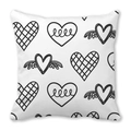 White pillowcase with black hand-drawn heart patterns and creative graphic illustrations - Black and White Hand-drawn Wing Creative Heart Style (20)