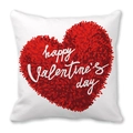 Housse de coussin blanche avec cœur rouge et texte Happy Valentine's Day - Style Grand Cœur Rouge Happy Valentine's Day (15)