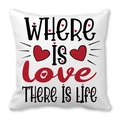 Federa quadrata con scritta 'Where is Love there is Life' e decorazione a cuore - WHERE IS LOVE THERE IS LIFE (23)