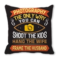 Black photography pun pillowcase in peach skin fabric with a camera design - Photography Pun Black Yellow Style (24)