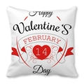 Housse de coussin blanche carrée pour la Saint-Valentin avec motifs cœurs et rubans - Style Salutations de Fête Fond Blanc (18)