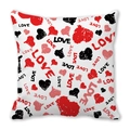 Valentine Peach Skin pillowcase featuring red and pink heart patterns with Love text - Colorful Hand-Drawn Heart (16)