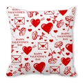 Valentinstag Kissenbezug mit rotem Herz und Rosenmuster auf weißem Pfirsichhaut Stoff - Stil 26 (Weißer Hintergrund Rot HAPPY VALENTINE'S DAY Rose Umschlag)