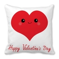 Taie d'oreiller blanche avec grand cœur rouge et texte Happy Valentine's Day - Style Cœur Rouge Smiley Happy Valentine's Day (16)