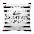 Striped peach skin pillowcase with red hearts and Happy Valentine's Day text - Stripe Artistic Font Heart (Style 15)