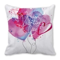 White peach skin pillowcase with watercolor hearts and Happy Valentine's Day text - 18x18 Inch / Watercolor Balloon Hearts (9)