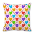 Colorful heart checkered square pillowcase with peach skin texture for Valentines - Colorful Dashed Grid Heart Style (22)