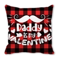 Rood geruite kussenhoes met Daddy is my VALENTINE opdruk voor woondecoratie - 45x45cm / Rood Zwart Geblokte Daddy is my Valentine Stijl (21)