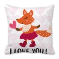 Federa per cuscino quadrata con volpe e scritta I Love You per San Valentino - 45x45 cm / Volpina con Stivali Rossi (5)