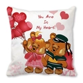 Peach skin square pillowcase with cute bears and You Are In My Heart slogan - 45x45cm / Cartoon Bear Couple Balloons Style (10)