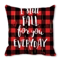 Housse de coussin à carreaux avec 'I Still Fall For You Everyday' pour la Saint-Valentin - 45cmx45cm / Je tombe encore amoureux de toi chaque jour(4)